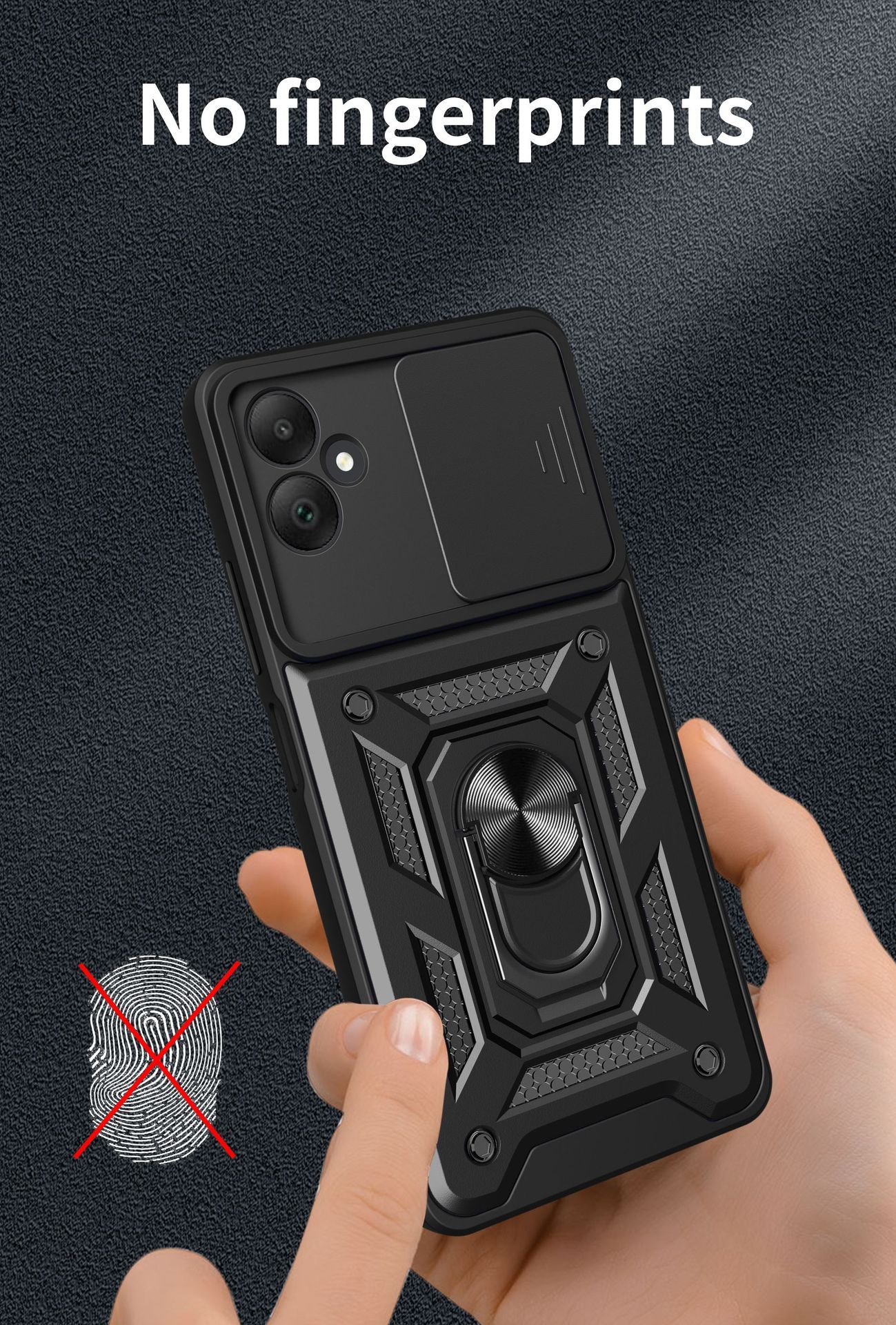 Samsung Galaxy A05 6.7" Phone Case with Sliding Camera Cover,Heavy Duty Rugged Military Grade Shockproof Built-in 360° Magnetic Stand Holder