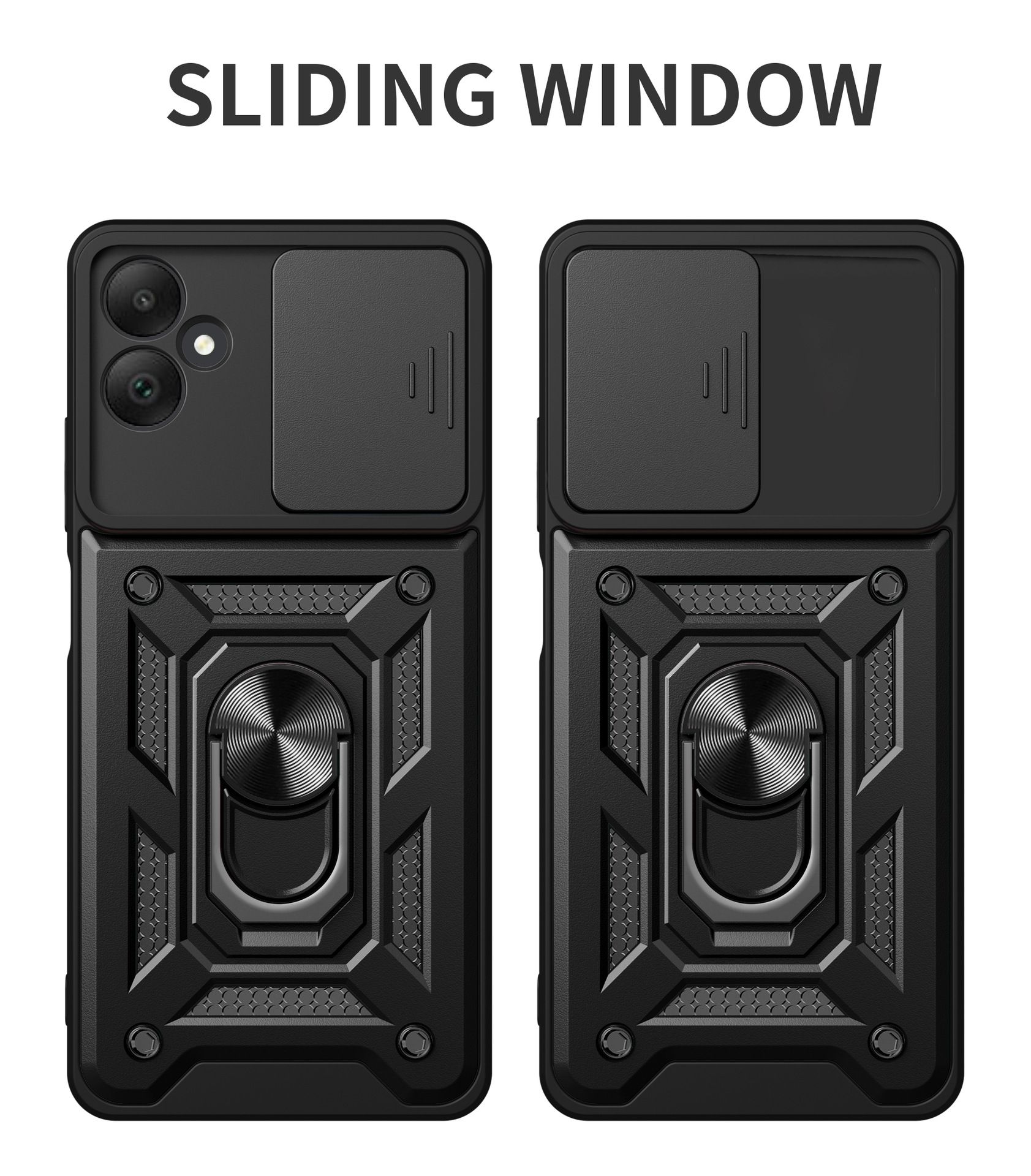 Samsung Galaxy A05 6.7" Phone Case with Sliding Camera Cover,Heavy Duty Rugged Military Grade Shockproof Built-in 360° Magnetic Stand Holder