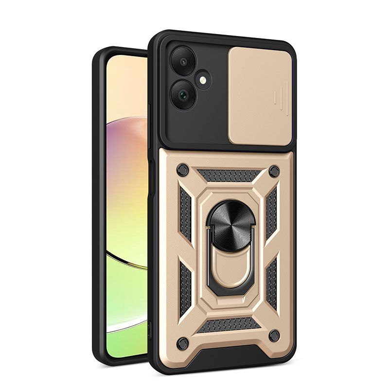 Samsung Galaxy A05 6.7" Phone Case with Sliding Camera Cover,Heavy Duty Rugged Military Grade Shockproof Built-in 360° Magnetic Stand Holder