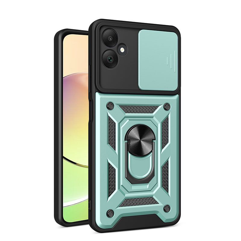 Samsung Galaxy A05 6.7" Phone Case with Sliding Camera Cover,Heavy Duty Rugged Military Grade Shockproof Built-in 360° Magnetic Stand Holder
