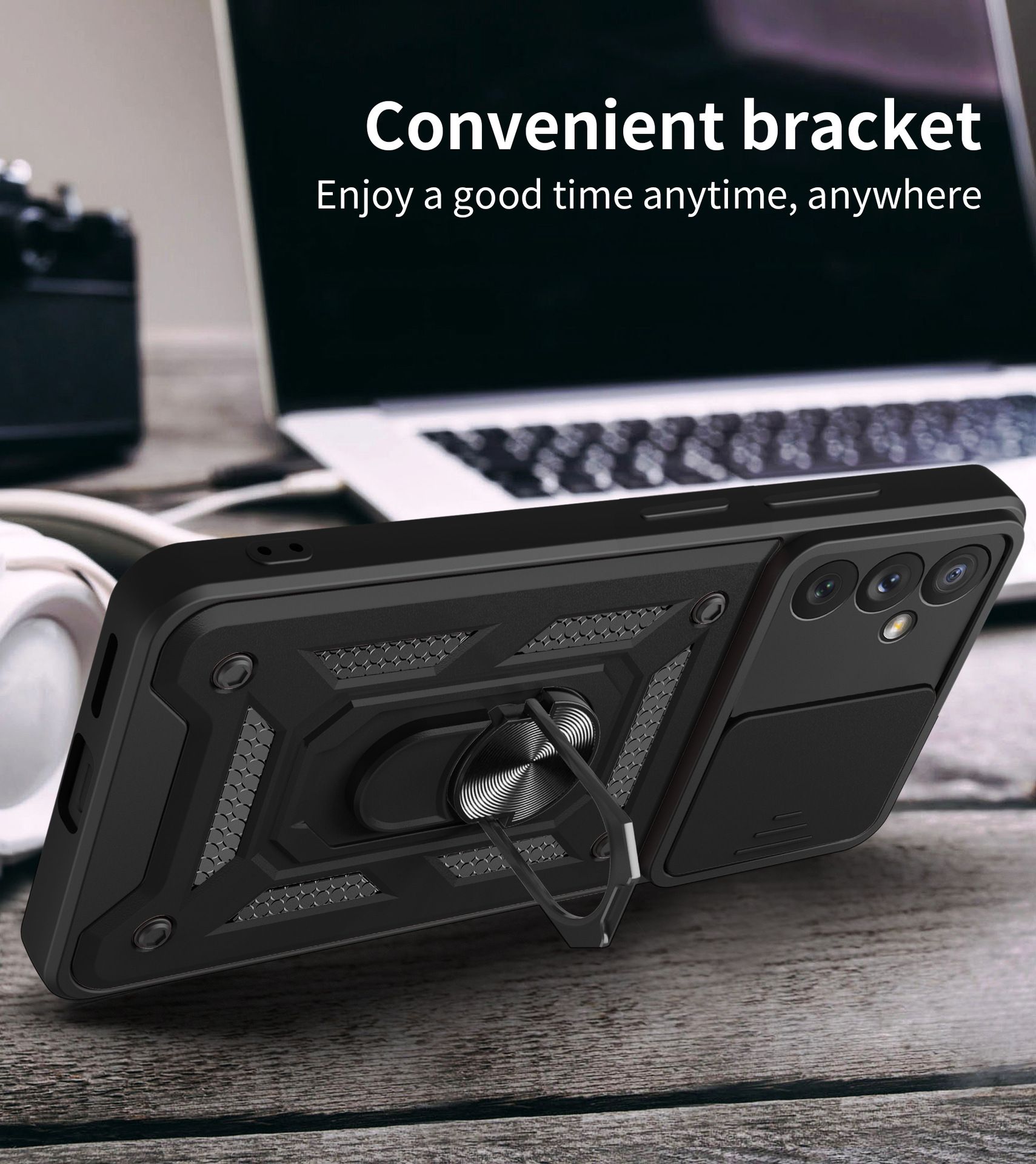 Luxury Slide Camera Lens Case For Samsung Galaxy A55 5G Shockproof Bumper Cover vehicle-mounted Magnetic Kickstand Cover