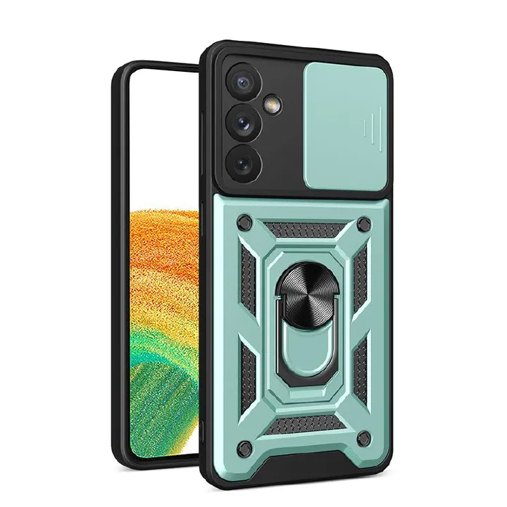 Luxury Slide Camera Lens Case For Samsung Galaxy A55 5G Shockproof Bumper Cover vehicle-mounted Magnetic Kickstand Cover