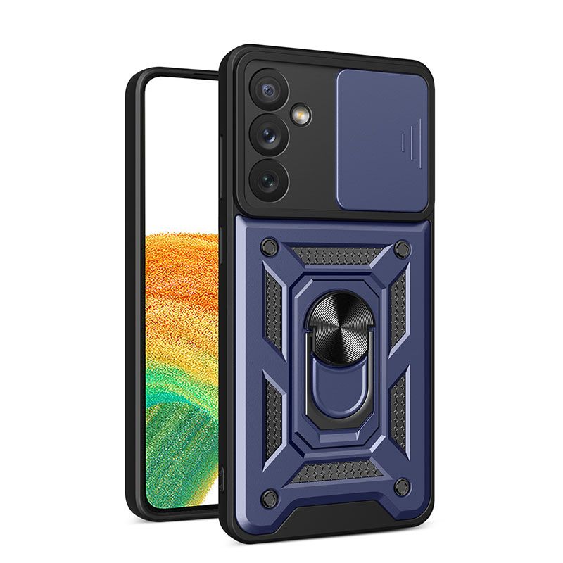 Luxury Slide Camera Lens Case For Samsung Galaxy A55 5G Shockproof Bumper Cover vehicle-mounted Magnetic Kickstand Cover