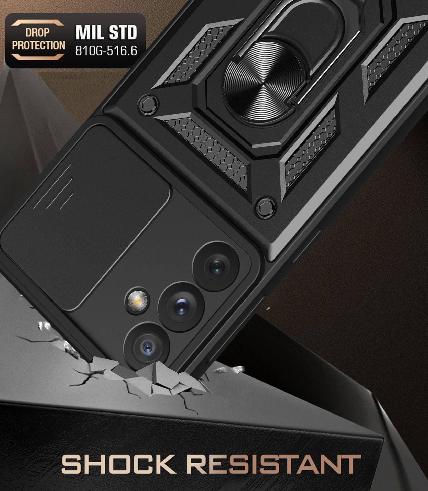 Luxury Slide Camera Lens Case For Samsung Galaxy A55 5G Shockproof Bumper Cover vehicle-mounted Magnetic Kickstand Cover