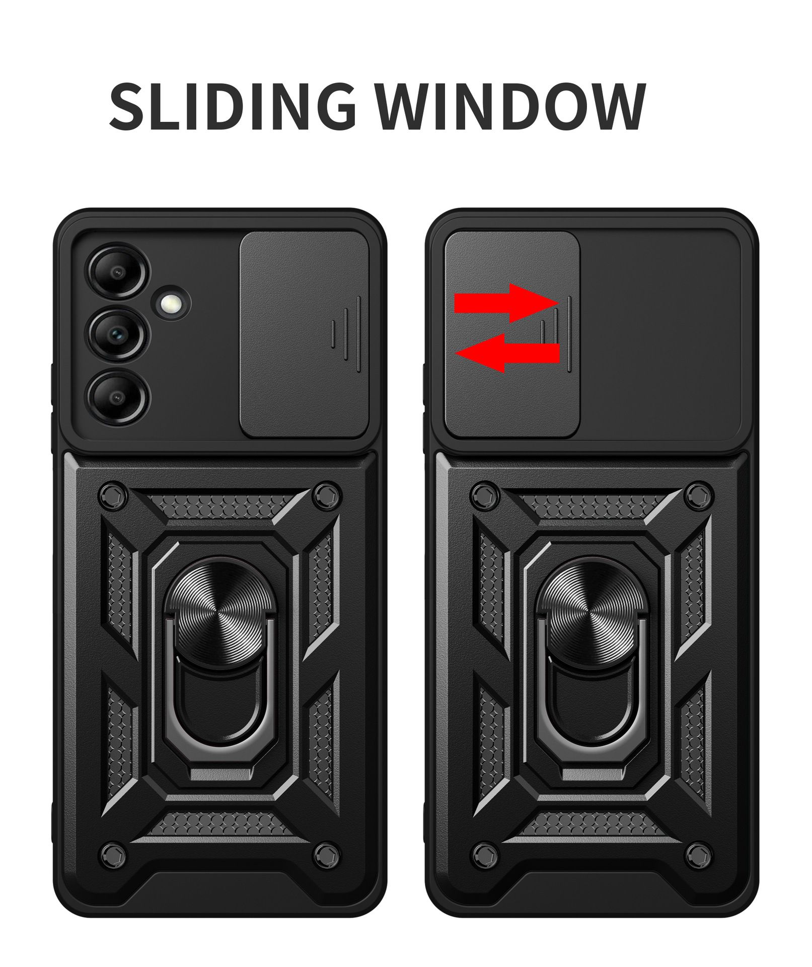Samsung Galaxy A15 5G/4G Phone Case with Sliding Camera Cover,Heavy Duty Rugged Military Grade Shockproof Built-in 360° Magnetic Stand Holder