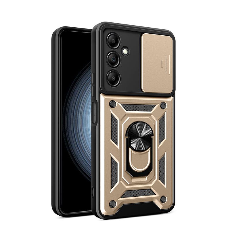 Samsung Galaxy A15 5G/4G Phone Case with Sliding Camera Cover,Heavy Duty Rugged Military Grade Shockproof Built-in 360° Magnetic Stand Holder