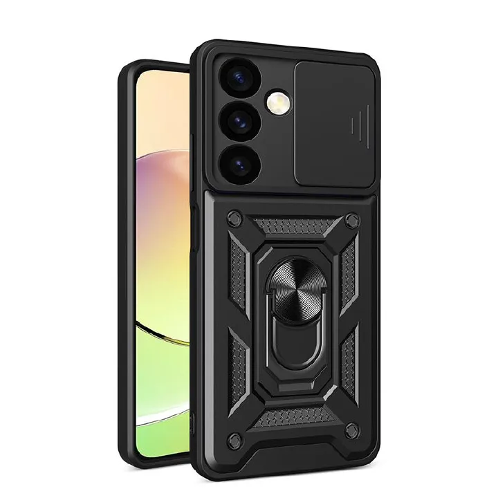 Samsung Galaxy S24 Phone Case with Sliding Camera Cover,Heavy Duty Rugged Military Grade Shockproof Built-in 360° Magnetic Stand Holder