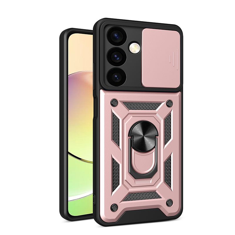 Samsung Galaxy S24 Phone Case with Sliding Camera Cover,Heavy Duty Rugged Military Grade Shockproof Built-in 360° Magnetic Stand Holder
