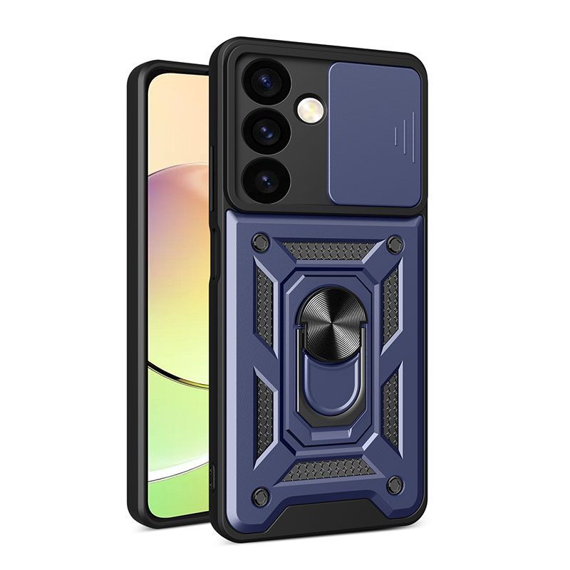 Samsung Galaxy S24 Phone Case with Sliding Camera Cover,Heavy Duty Rugged Military Grade Shockproof Built-in 360° Magnetic Stand Holder