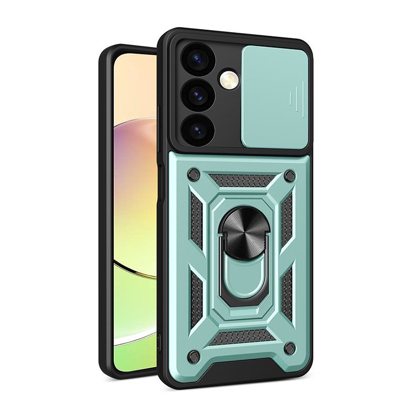 Samsung Galaxy S24 Phone Case with Sliding Camera Cover,Heavy Duty Rugged Military Grade Shockproof Built-in 360° Magnetic Stand Holder
