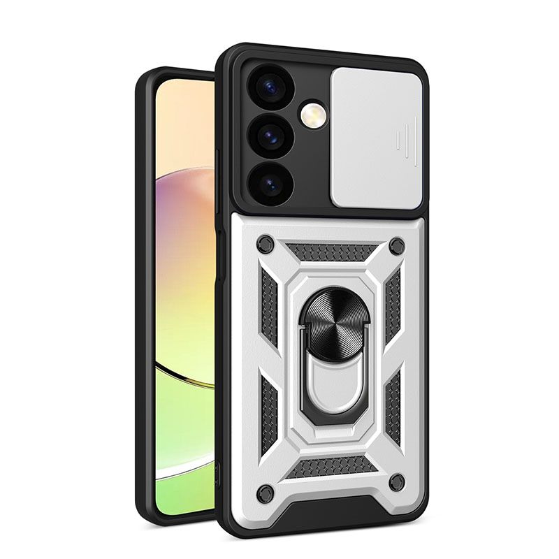 Samsung Galaxy S24 Phone Case with Sliding Camera Cover,Heavy Duty Rugged Military Grade Shockproof Built-in 360° Magnetic Stand Holder
