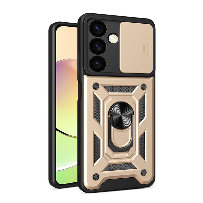 Samsung Galaxy S24 Phone Case with Sliding Camera Cover,Heavy Duty Rugged Military Grade Shockproof Built-in 360° Magnetic Stand Holder