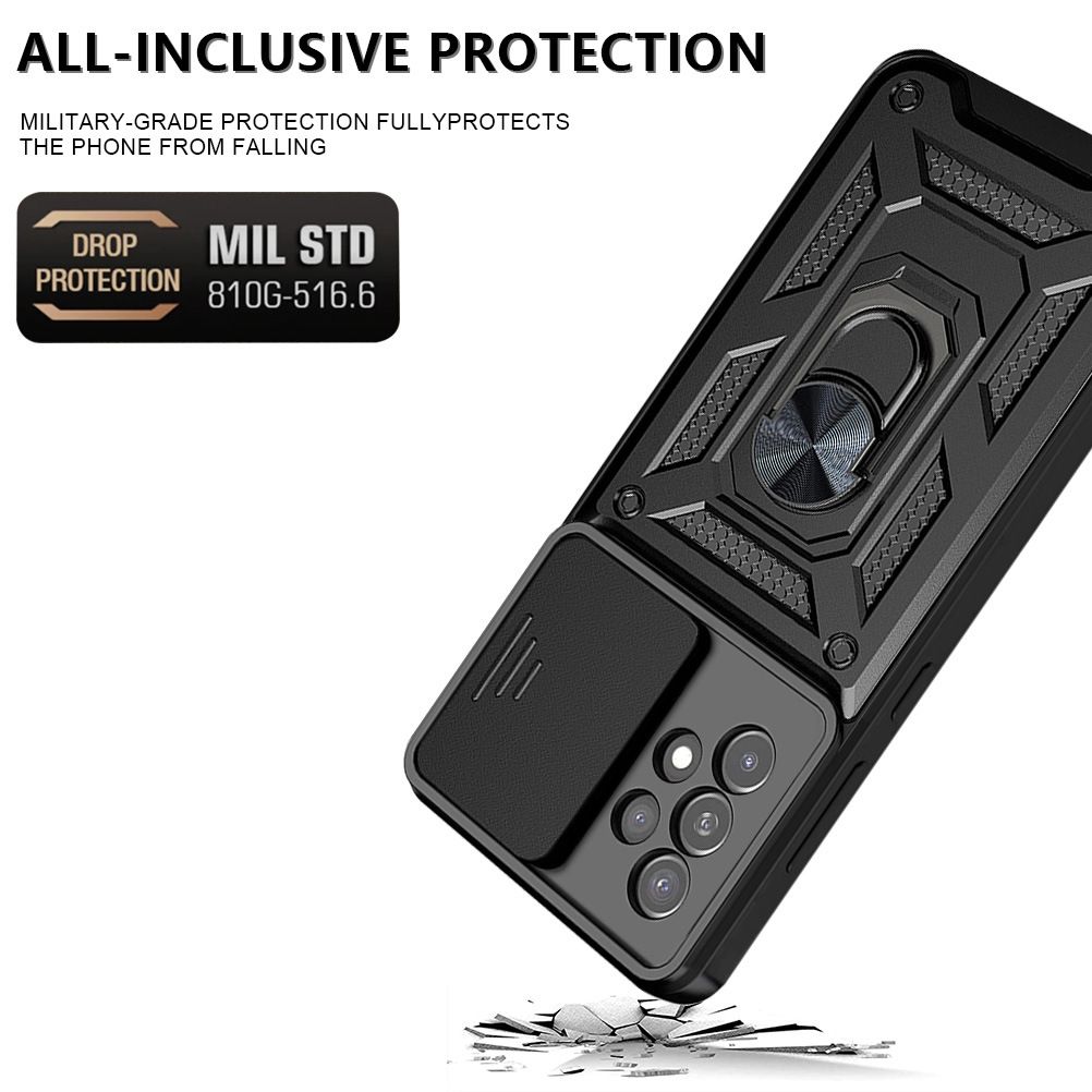 Samsung Galaxy A23 Phone Case with Sliding Camera Cover,Heavy Duty Rugged Military Grade Shockproof Built-in 360° Magnetic Stand Holder