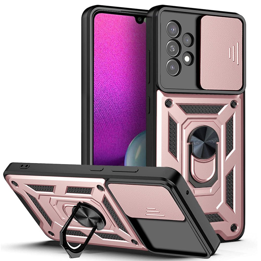 Samsung Galaxy A23 Phone Case with Sliding Camera Cover,Heavy Duty Rugged Military Grade Shockproof Built-in 360° Magnetic Stand Holder