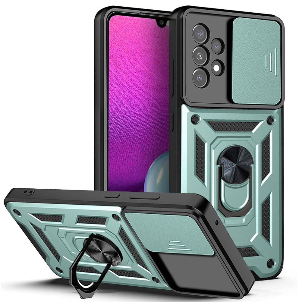 Samsung Galaxy A23 Phone Case with Sliding Camera Cover,Heavy Duty Rugged Military Grade Shockproof Built-in 360° Magnetic Stand Holder