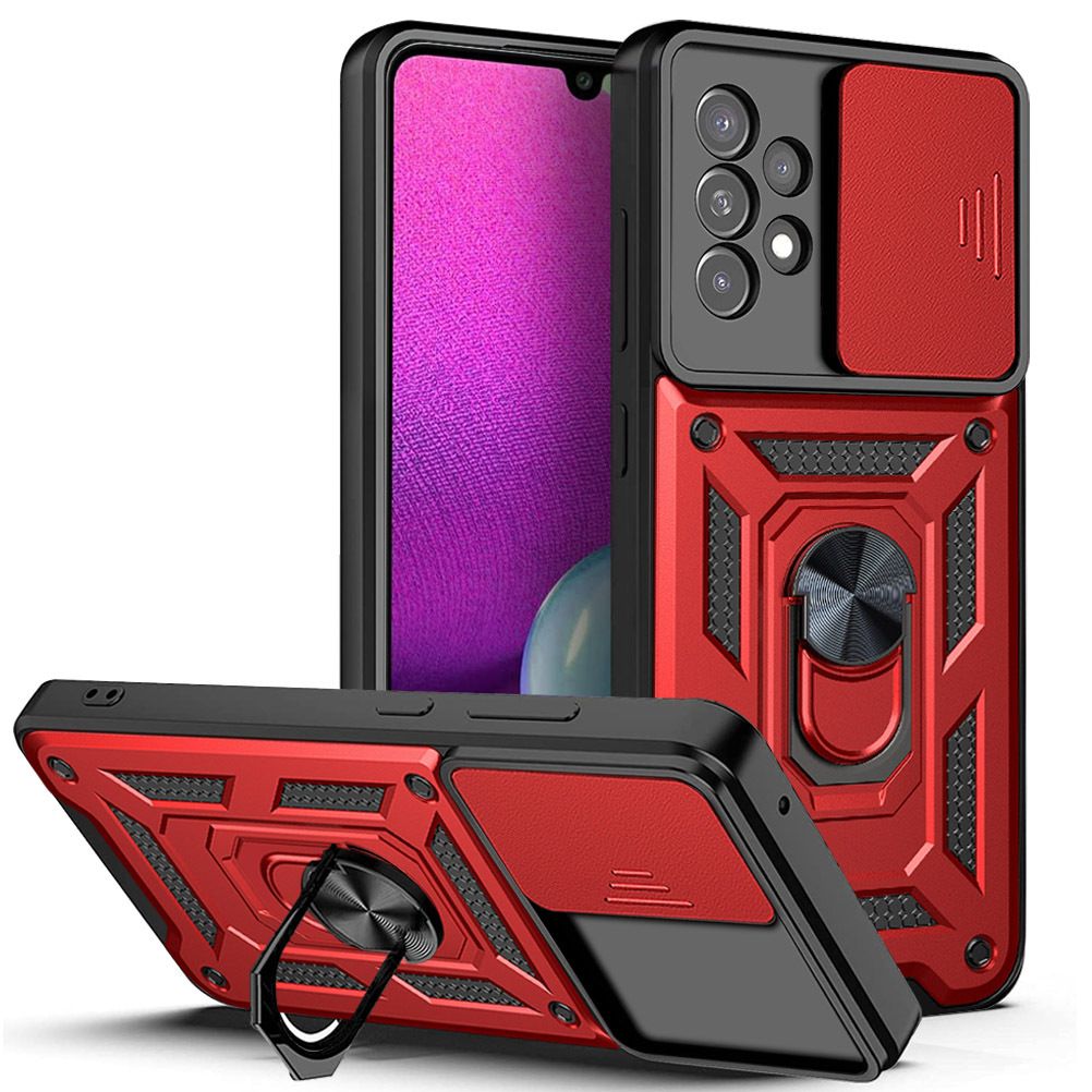 Samsung Galaxy A23 Phone Case with Sliding Camera Cover,Heavy Duty Rugged Military Grade Shockproof Built-in 360° Magnetic Stand Holder