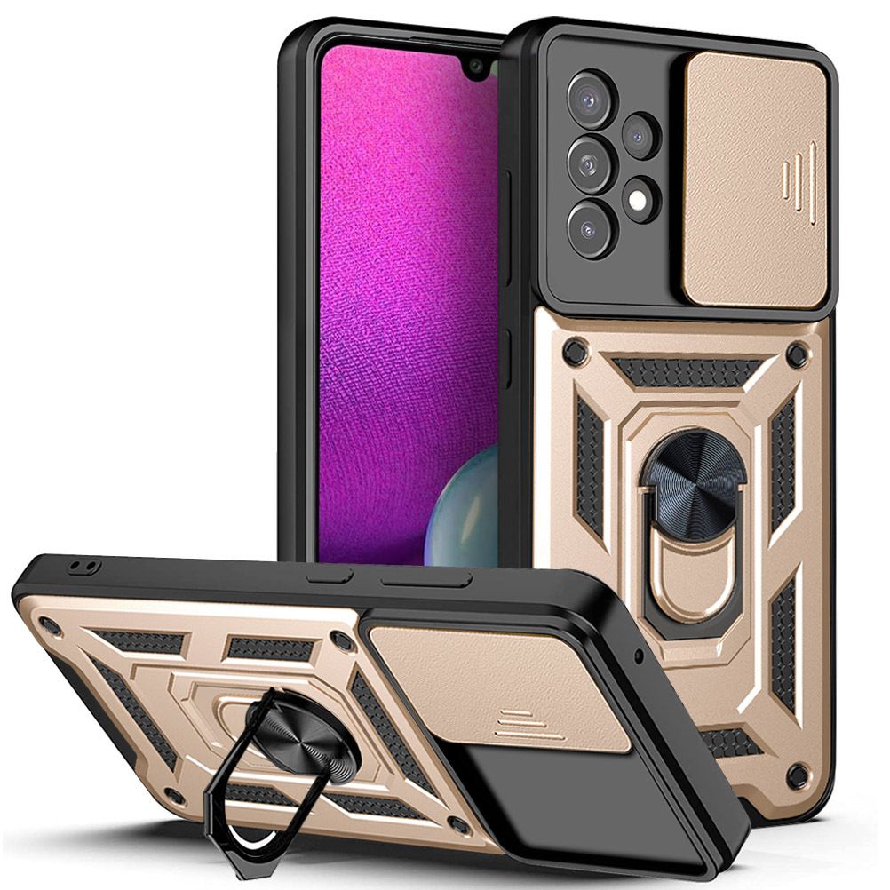 Samsung Galaxy A23 Phone Case with Sliding Camera Cover,Heavy Duty Rugged Military Grade Shockproof Built-in 360° Magnetic Stand Holder