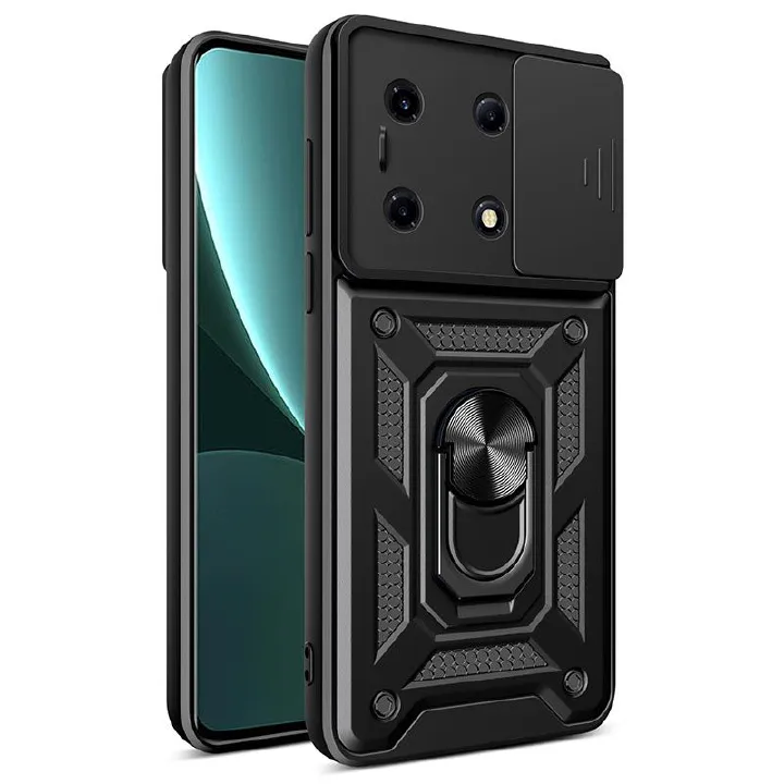 Infinix Note 30 VIP Phone Case with Sliding Camera Cover,Heavy Duty Rugged Military Grade Shockproof Built-in 360° Magnetic Stand Holder