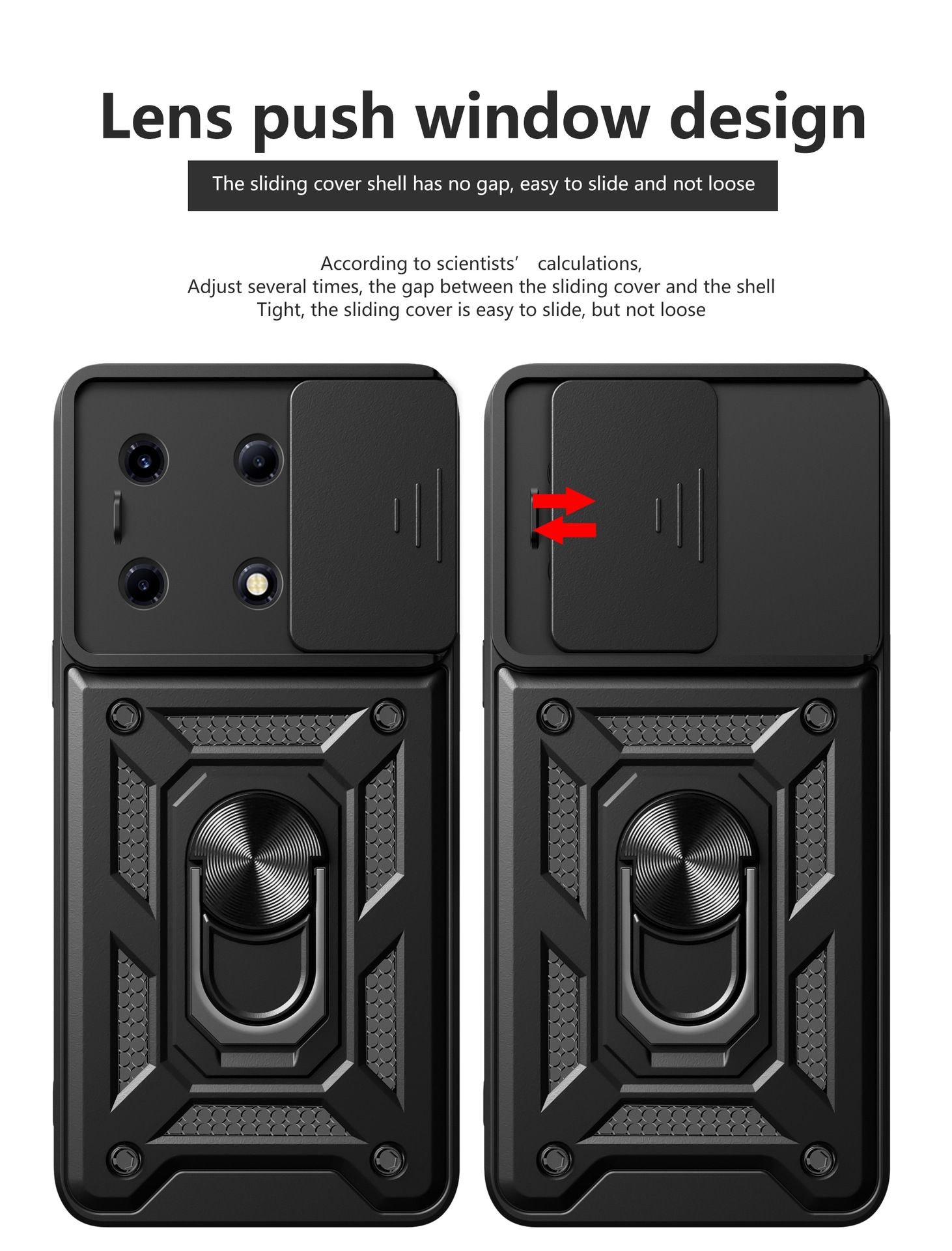 Infinix Note 30 VIP Phone Case with Sliding Camera Cover,Heavy Duty Rugged Military Grade Shockproof Built-in 360° Magnetic Stand Holder