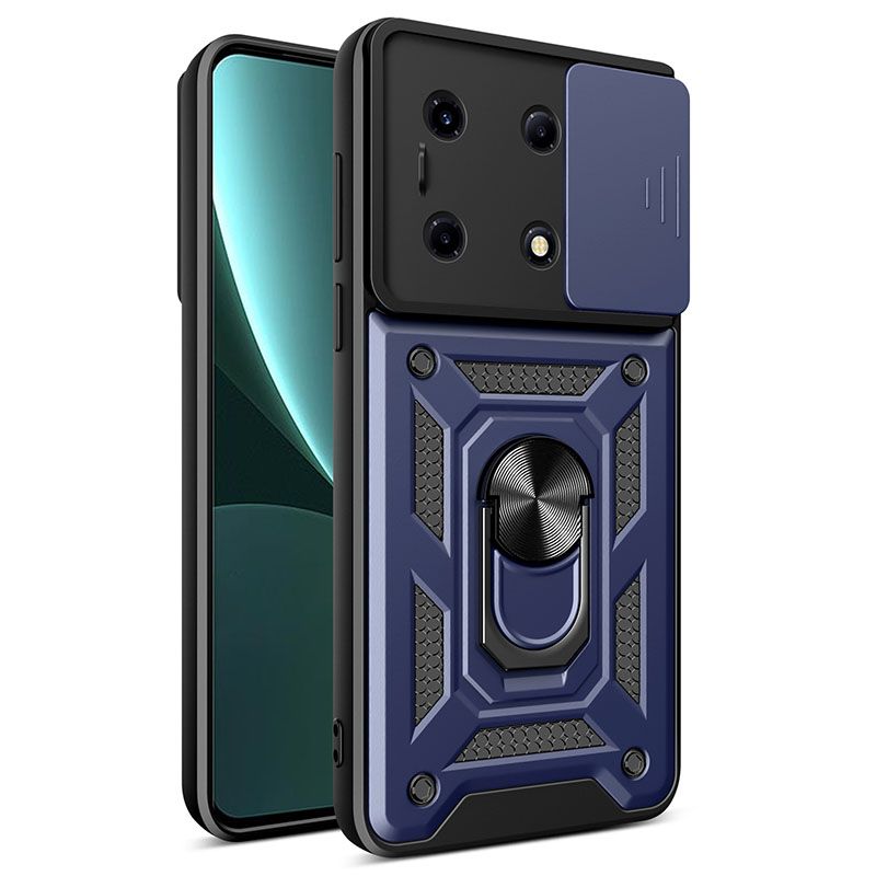 Infinix Note 30 VIP Phone Case with Sliding Camera Cover,Heavy Duty Rugged Military Grade Shockproof Built-in 360° Magnetic Stand Holder
