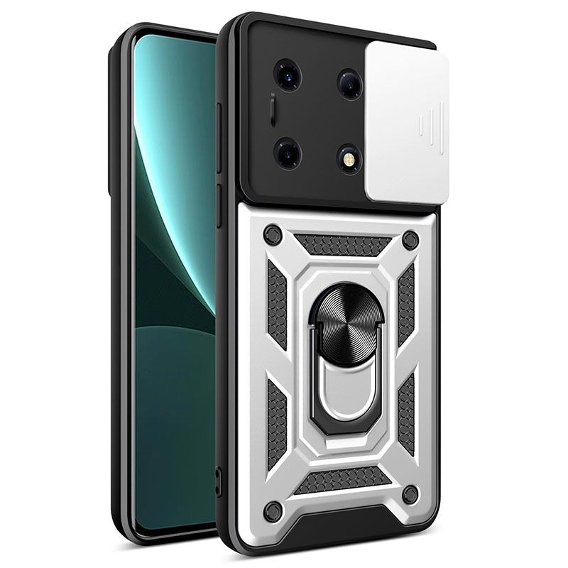 Infinix Note 30 VIP Phone Case with Sliding Camera Cover,Heavy Duty Rugged Military Grade Shockproof Built-in 360° Magnetic Stand Holder