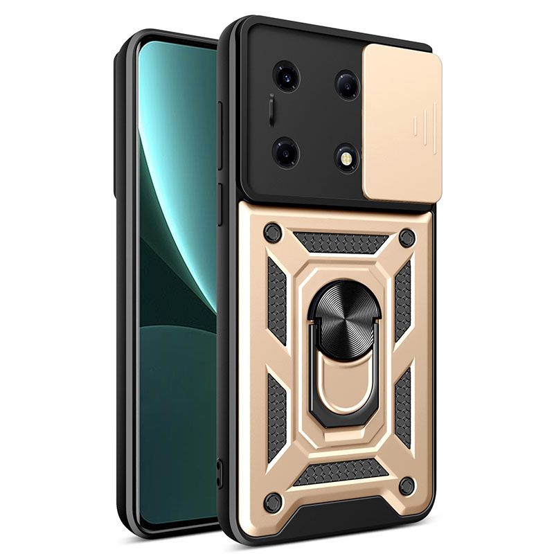 Infinix Note 30 VIP Phone Case with Sliding Camera Cover,Heavy Duty Rugged Military Grade Shockproof Built-in 360° Magnetic Stand Holder