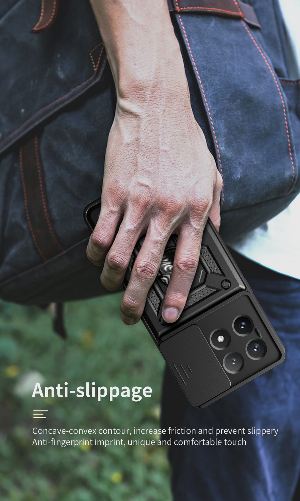 Xiaomi Poco X6 Pro 5G Phone Case with Sliding Camera Cover,Heavy Duty Rugged Military Grade Shockproof Built-in 360° Magnetic Stand Holder