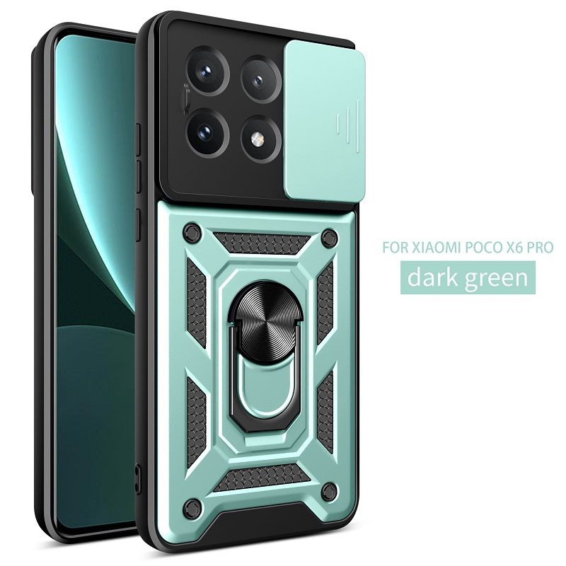 Xiaomi Poco X6 Pro 5G Phone Case with Sliding Camera Cover,Heavy Duty Rugged Military Grade Shockproof Built-in 360° Magnetic Stand Holder
