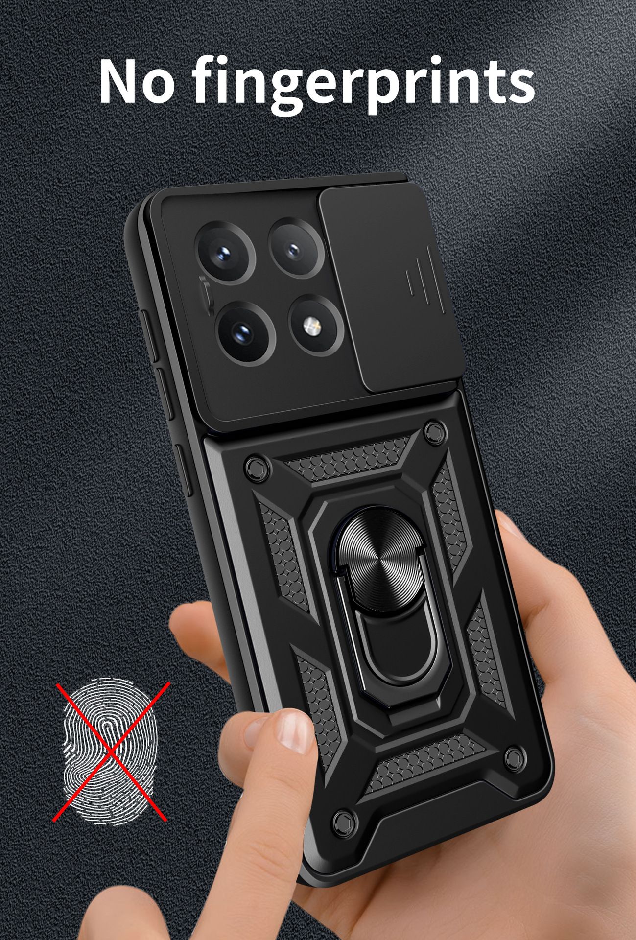 Xiaomi Poco X6 Pro 5G Phone Case with Sliding Camera Cover,Heavy Duty Rugged Military Grade Shockproof Built-in 360° Magnetic Stand Holder