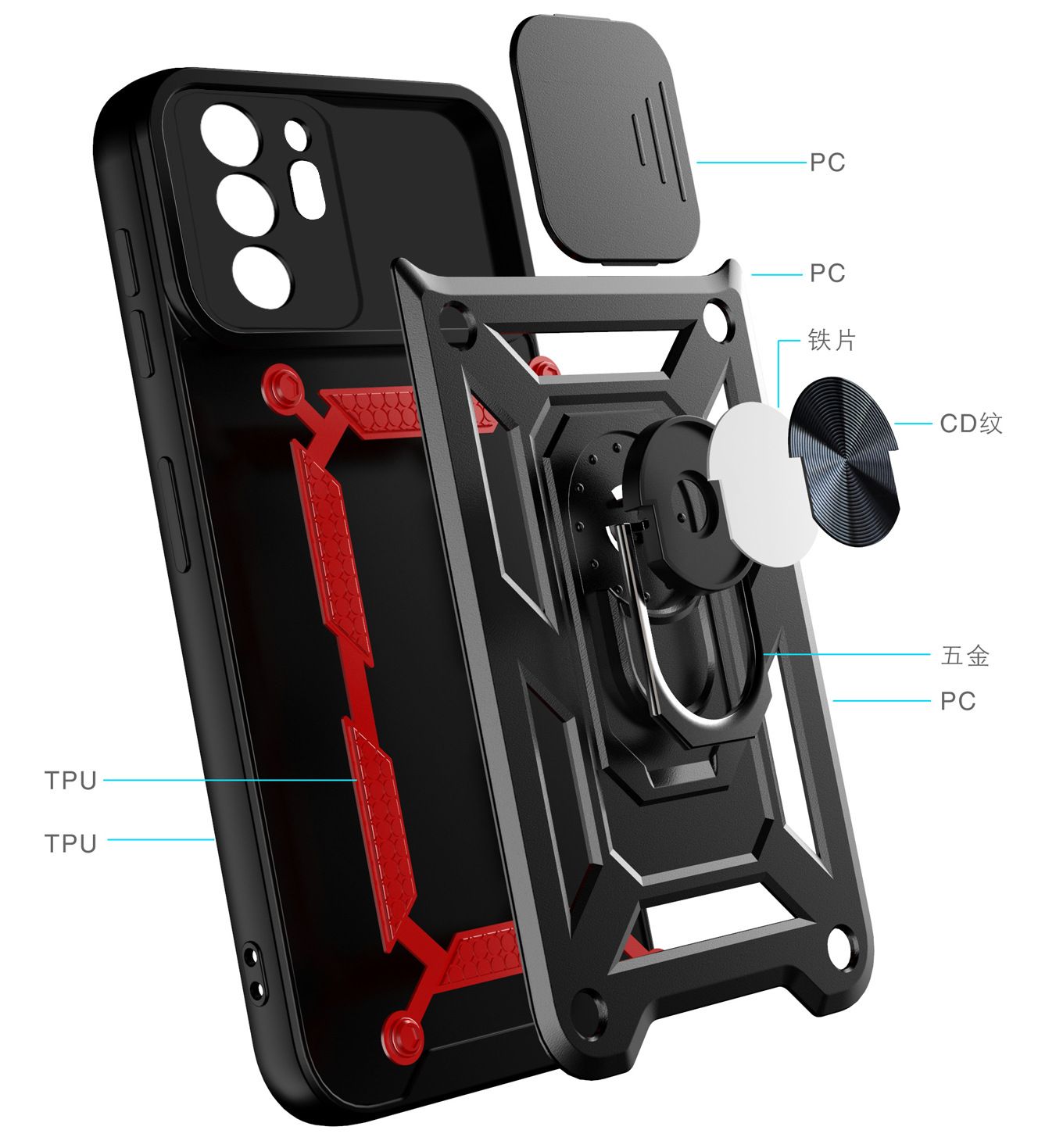Samsung Galaxy Note20 Ultra Phone Case with Sliding Camera Cover,Heavy Duty Rugged Military Grade Shockproof Built-in 360° Magnetic Stand Holder
