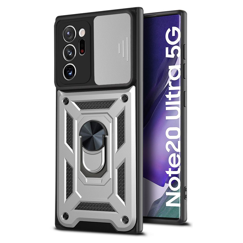 Samsung Galaxy Note20 Ultra Phone Case with Sliding Camera Cover,Heavy Duty Rugged Military Grade Shockproof Built-in 360° Magnetic Stand Holder