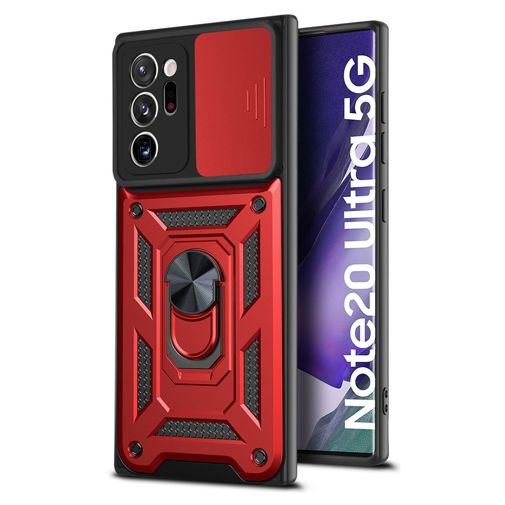 Samsung Galaxy Note20 Ultra Phone Case with Sliding Camera Cover,Heavy Duty Rugged Military Grade Shockproof Built-in 360° Magnetic Stand Holder