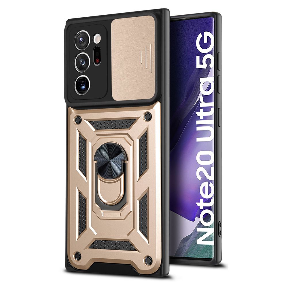 Samsung Galaxy Note20 Ultra Phone Case with Sliding Camera Cover,Heavy Duty Rugged Military Grade Shockproof Built-in 360° Magnetic Stand Holder