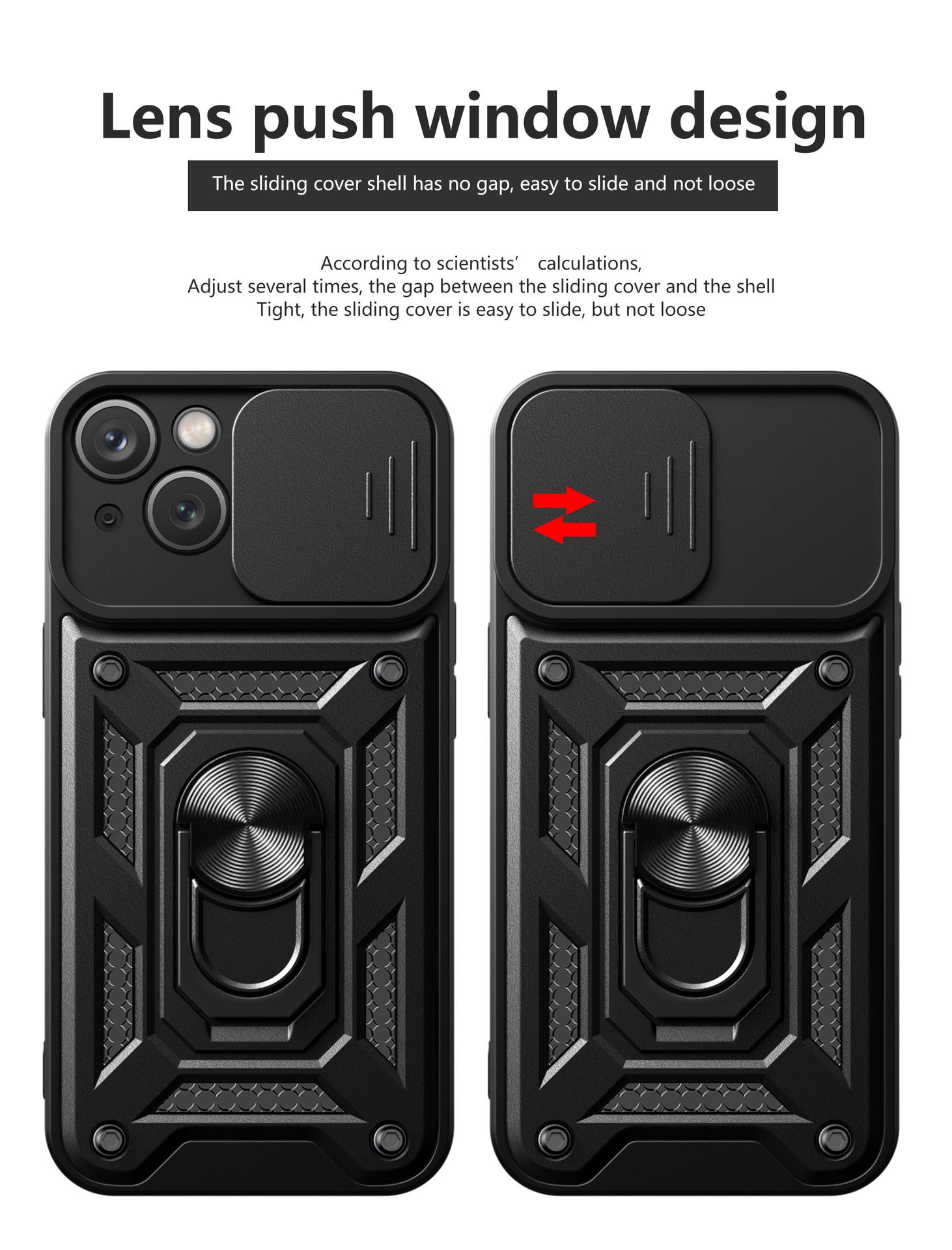 iPhone 14 Phone Case with Sliding Camera Cover,Heavy Duty Rugged Military Grade Shockproof Built-in 360° Magnetic Stand Holder