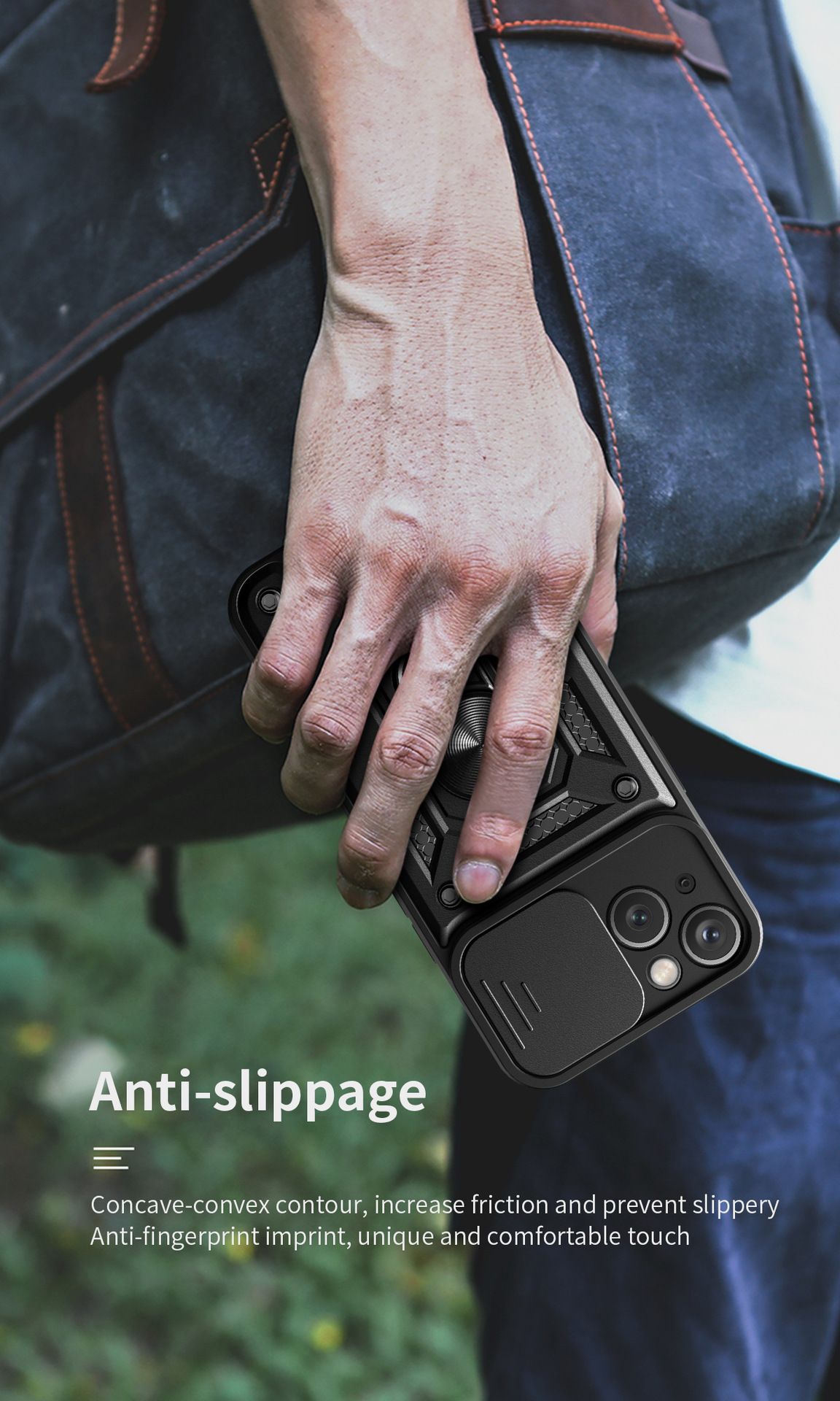 iPhone 14 Phone Case with Sliding Camera Cover,Heavy Duty Rugged Military Grade Shockproof Built-in 360° Magnetic Stand Holder