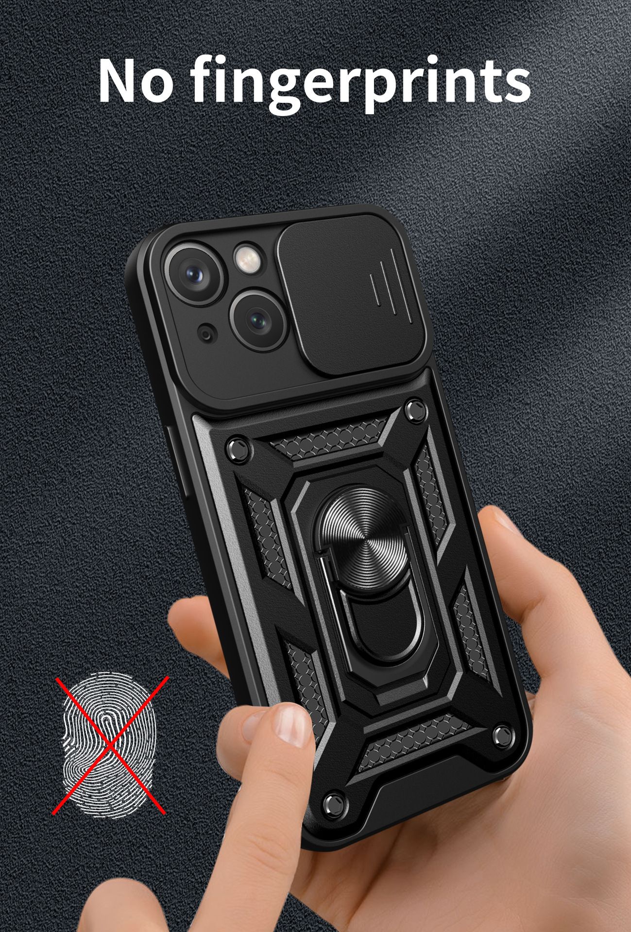 iPhone 14 Phone Case with Sliding Camera Cover,Heavy Duty Rugged Military Grade Shockproof Built-in 360° Magnetic Stand Holder