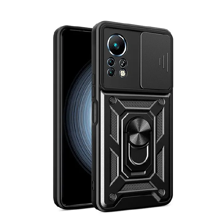 Infinix Note 11 Pro/Note 11S Phone Case with Sliding Camera Cover,Heavy Duty Rugged Military Grade Shockproof Built-in 360° Magnetic Stand Holder