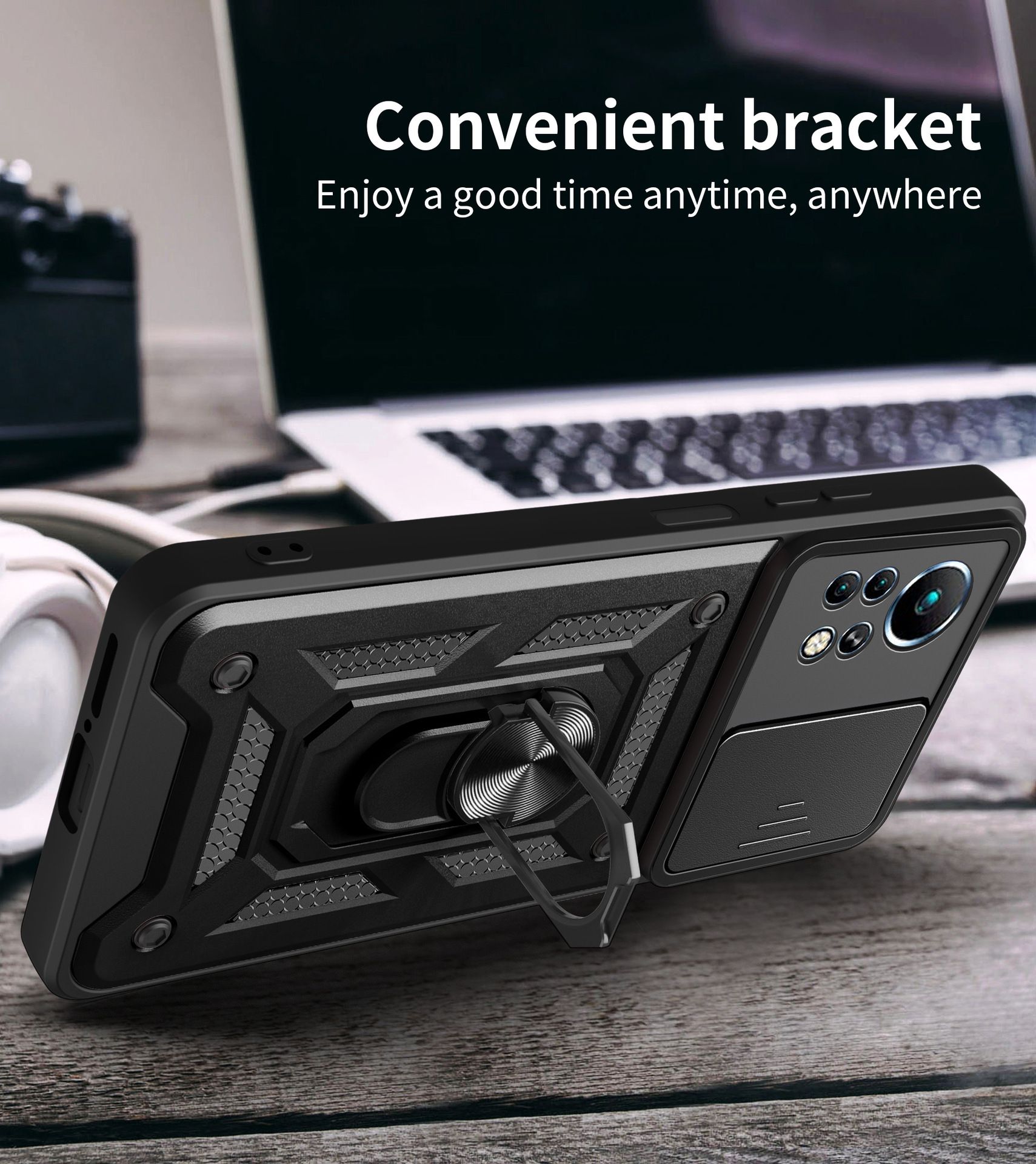 Infinix Note 11 Pro/Note 11S Phone Case with Sliding Camera Cover,Heavy Duty Rugged Military Grade Shockproof Built-in 360° Magnetic Stand Holder