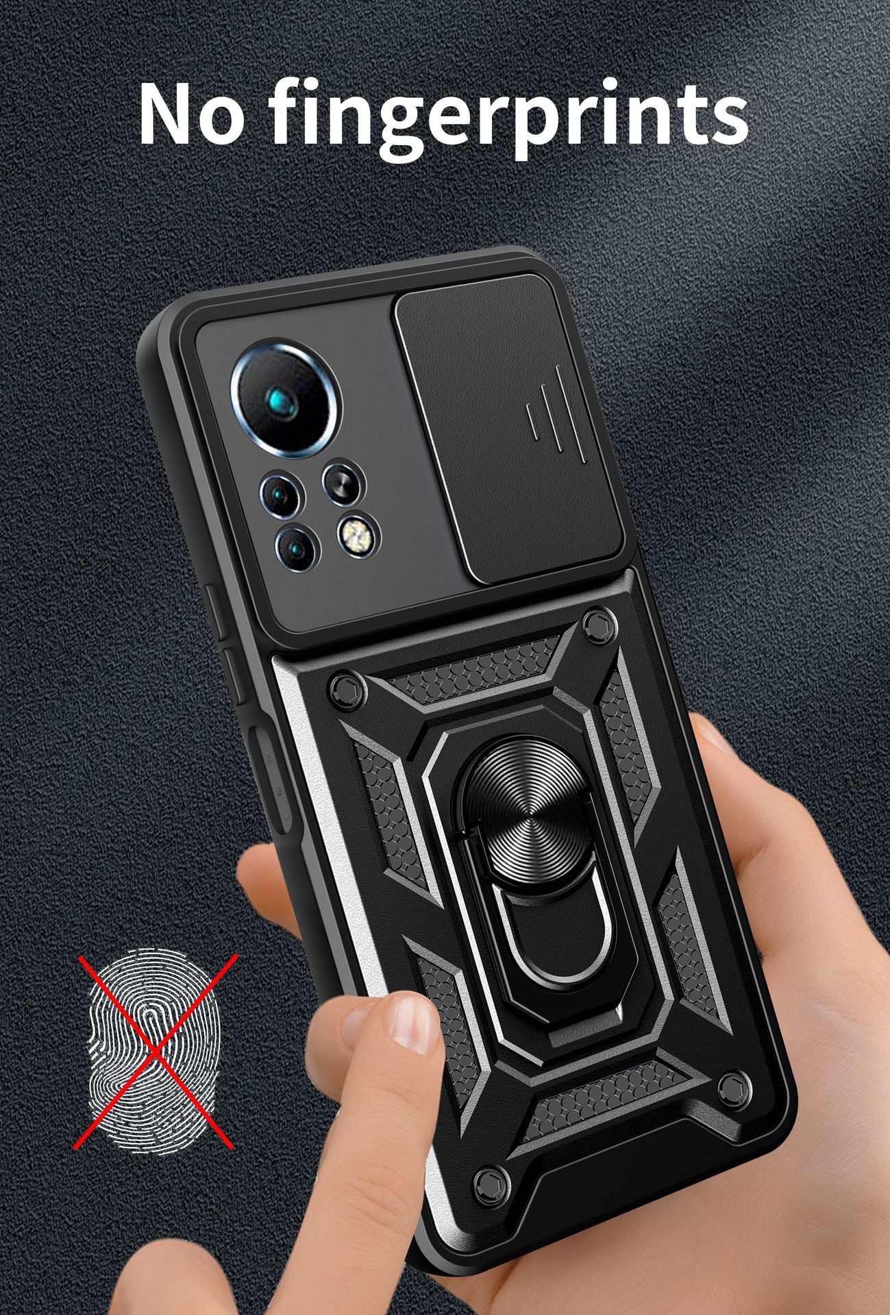 Infinix Note 11 Pro/Note 11S Phone Case with Sliding Camera Cover,Heavy Duty Rugged Military Grade Shockproof Built-in 360° Magnetic Stand Holder