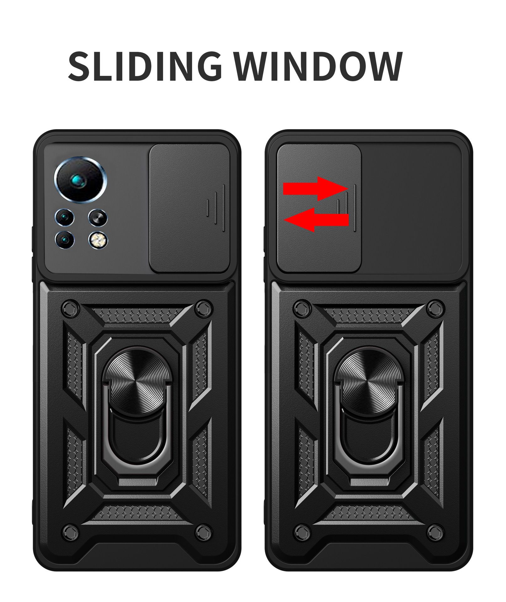 Infinix Note 11 Pro/Note 11S Phone Case with Sliding Camera Cover,Heavy Duty Rugged Military Grade Shockproof Built-in 360° Magnetic Stand Holder