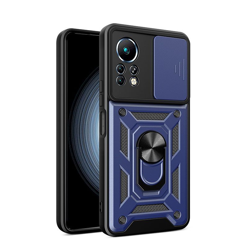 Infinix Note 11 Pro/Note 11S Phone Case with Sliding Camera Cover,Heavy Duty Rugged Military Grade Shockproof Built-in 360° Magnetic Stand Holder