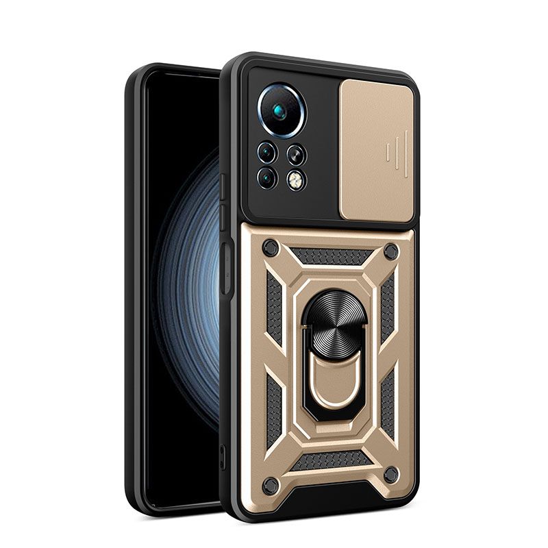 Infinix Note 11 Pro/Note 11S Phone Case with Sliding Camera Cover,Heavy Duty Rugged Military Grade Shockproof Built-in 360° Magnetic Stand Holder