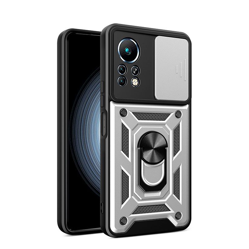 Infinix Note 11 Pro/Note 11S Phone Case with Sliding Camera Cover,Heavy Duty Rugged Military Grade Shockproof Built-in 360° Magnetic Stand Holder