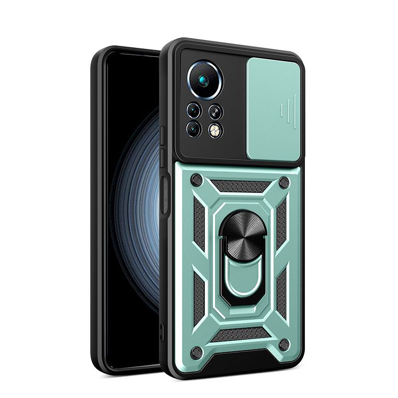 Infinix Note 11 Pro/Note 11S Phone Case with Sliding Camera Cover,Heavy Duty Rugged Military Grade Shockproof Built-in 360° Magnetic Stand Holder