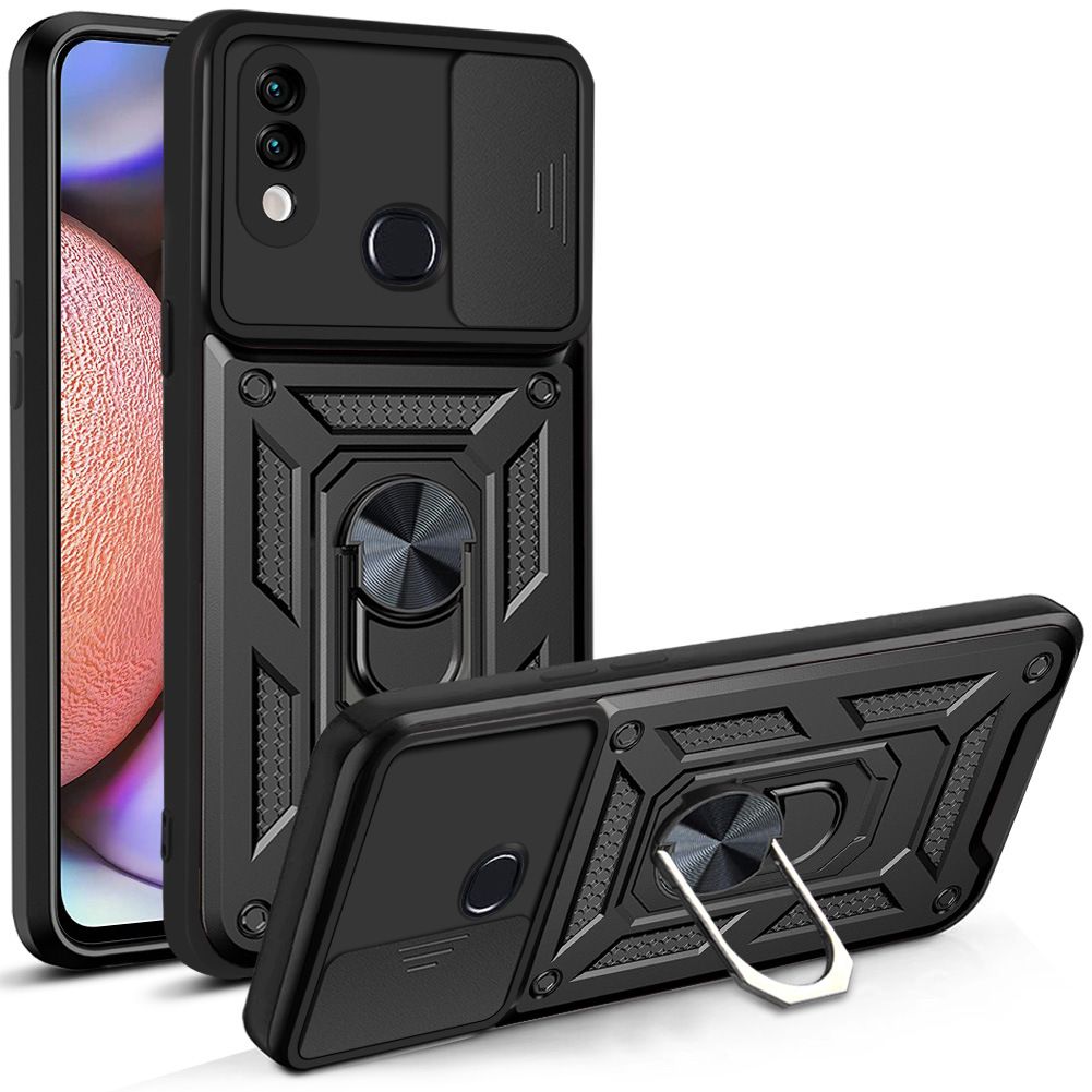 Samsung Galaxy A10S Phone Case with Sliding Camera Cover,Heavy Duty Rugged Military Grade Shockproof Built-in 360° Magnetic Stand Holder