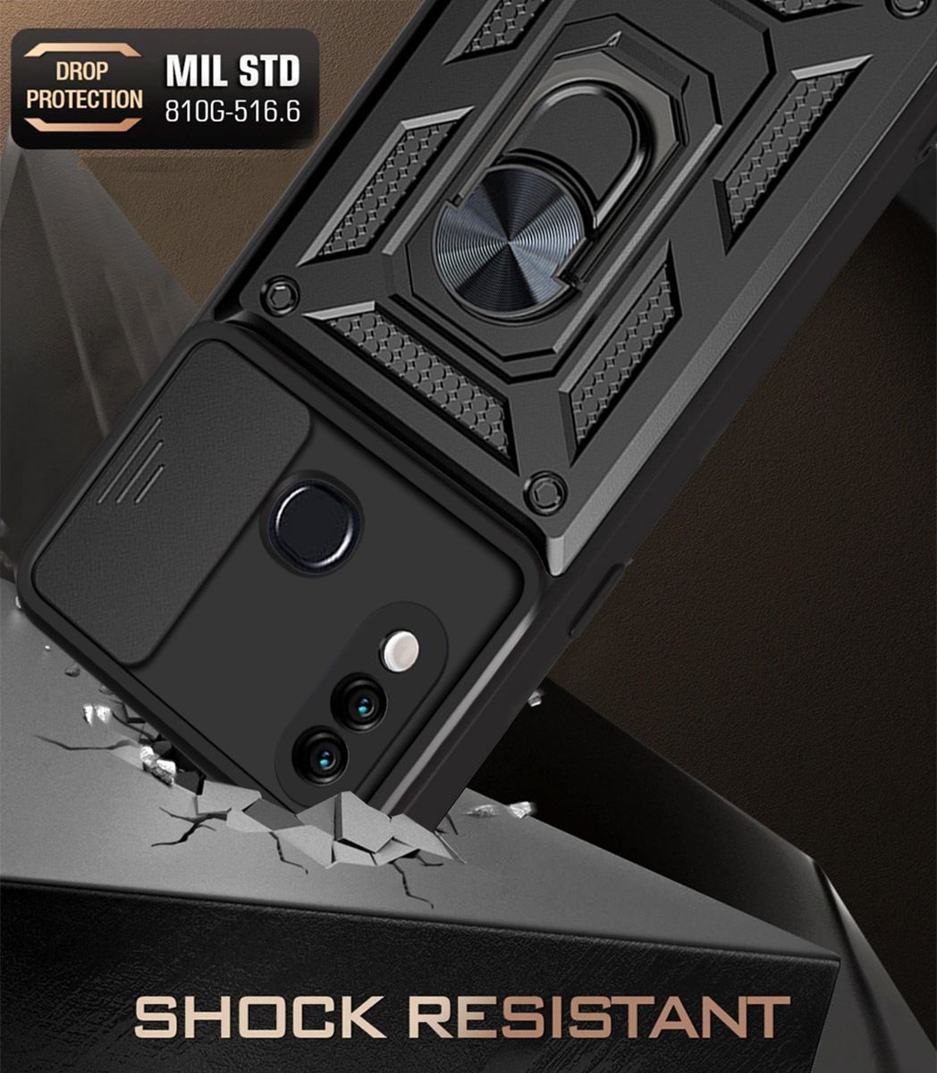 Samsung Galaxy A10S Phone Case with Sliding Camera Cover,Heavy Duty Rugged Military Grade Shockproof Built-in 360° Magnetic Stand Holder