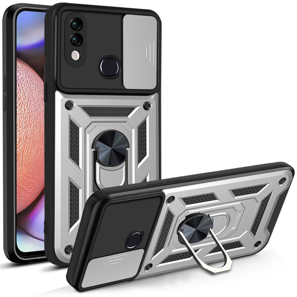 Samsung Galaxy A10S Phone Case with Sliding Camera Cover,Heavy Duty Rugged Military Grade Shockproof Built-in 360° Magnetic Stand Holder