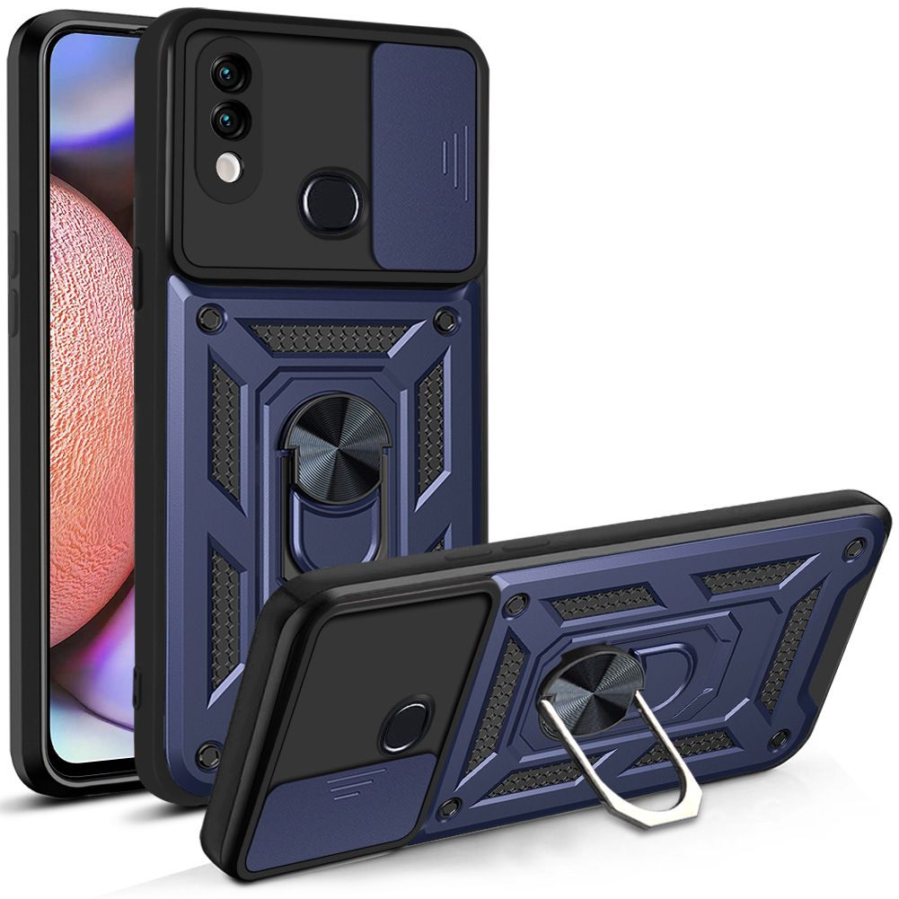 Samsung Galaxy A10S Phone Case with Sliding Camera Cover,Heavy Duty Rugged Military Grade Shockproof Built-in 360° Magnetic Stand Holder