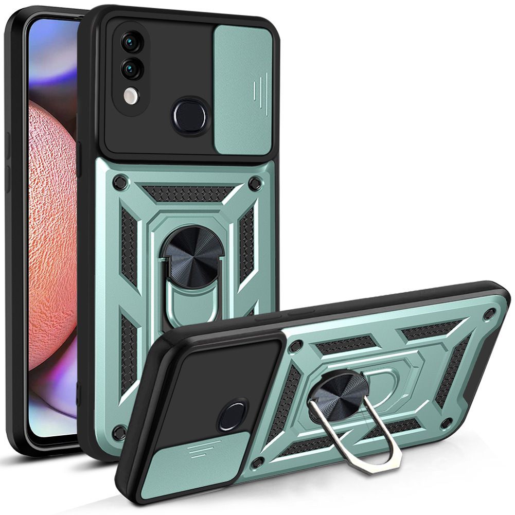 Samsung Galaxy A10S Phone Case with Sliding Camera Cover,Heavy Duty Rugged Military Grade Shockproof Built-in 360° Magnetic Stand Holder