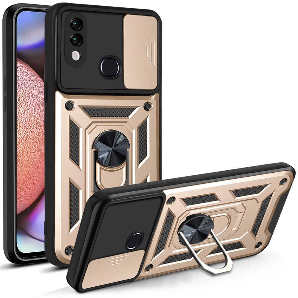 Samsung Galaxy A10S Phone Case with Sliding Camera Cover,Heavy Duty Rugged Military Grade Shockproof Built-in 360° Magnetic Stand Holder